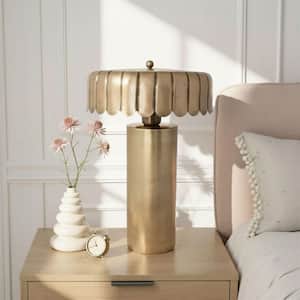 18.5 in. Antique Gold Metal Table Lamp with Scalloped Shade