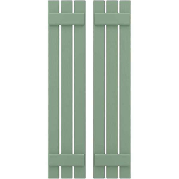 Ekena Millwork 11-1/2 in. W x 36 in. H Americraft 3-Board Exterior Real Wood Spaced Board and Batten Shutters in Track Green