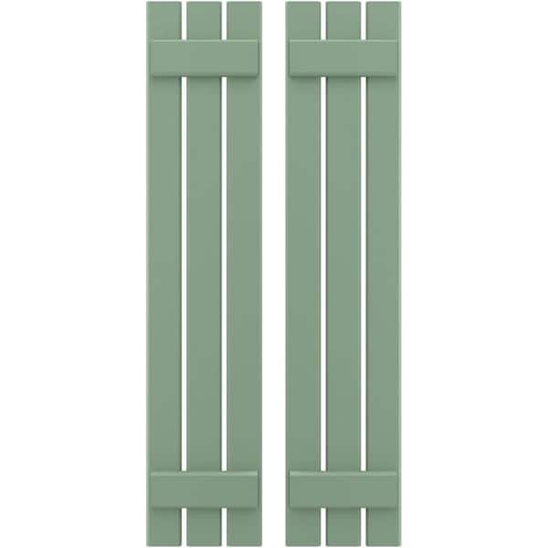Ekena Millwork 11-1/2 in. W x 76 in. H Americraft 3-Board Exterior Real Wood Spaced Board and Batten Shutters in Track Green