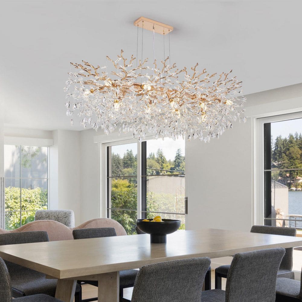 Lirae 49 in. 14-Light Luxury Gold Modern Tree Branch Crystal Chandelier for Dining Room, Kitchen, Bedroom, Living Room price history on PriceWatchPro