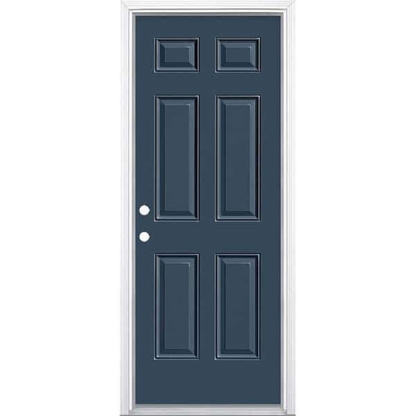 Masonite 30 in. x 80 in. 6-Panel Right-Hand Inswing Painted Steel Prehung Front Exterior Door with Brickmold
