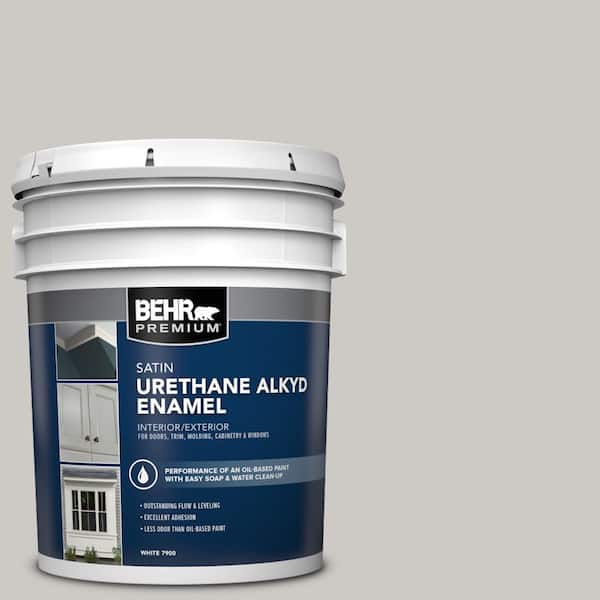 BEHR PREMIUM 5 gal. #PPU26-09 Graycloth Urethane Alkyd Satin Enamel Interior/Exterior Paint
