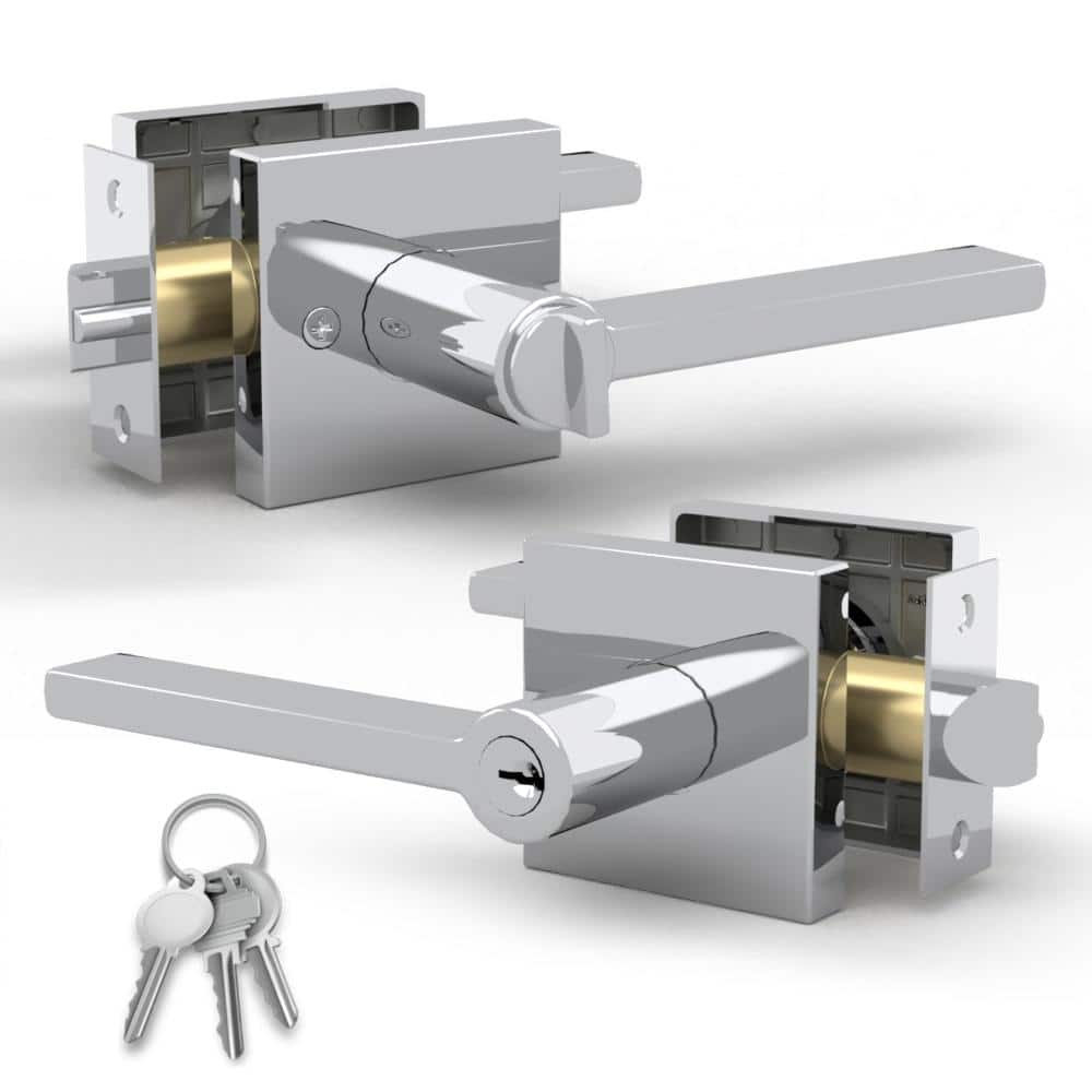 Prime Entrance Handle Entry Lever Door Handle Heavy Duty Square Locking Lever Set - Polished Chrome price history on PriceWatchPro