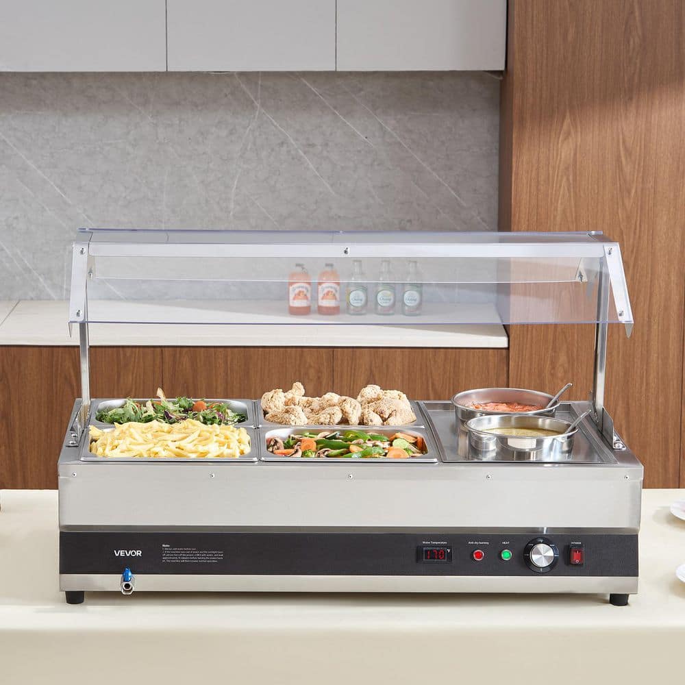 Electric Soup Warmer, Two 6.34 qt. Pots and Four 1/2 Pans, Stainless Steel Commercial Food Warmer with 86~185°F Temp price history on PriceWatchPro