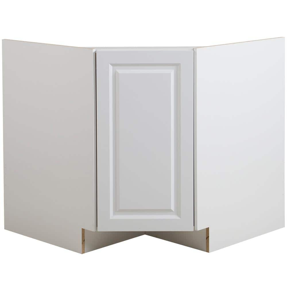 Hampton Bay Benton White Raised Panel Stock Partially Assembled Corner Sink Base Cabinet 36 In X 34 5 In X 24 5 In Bt3635c Wh The Home Depot