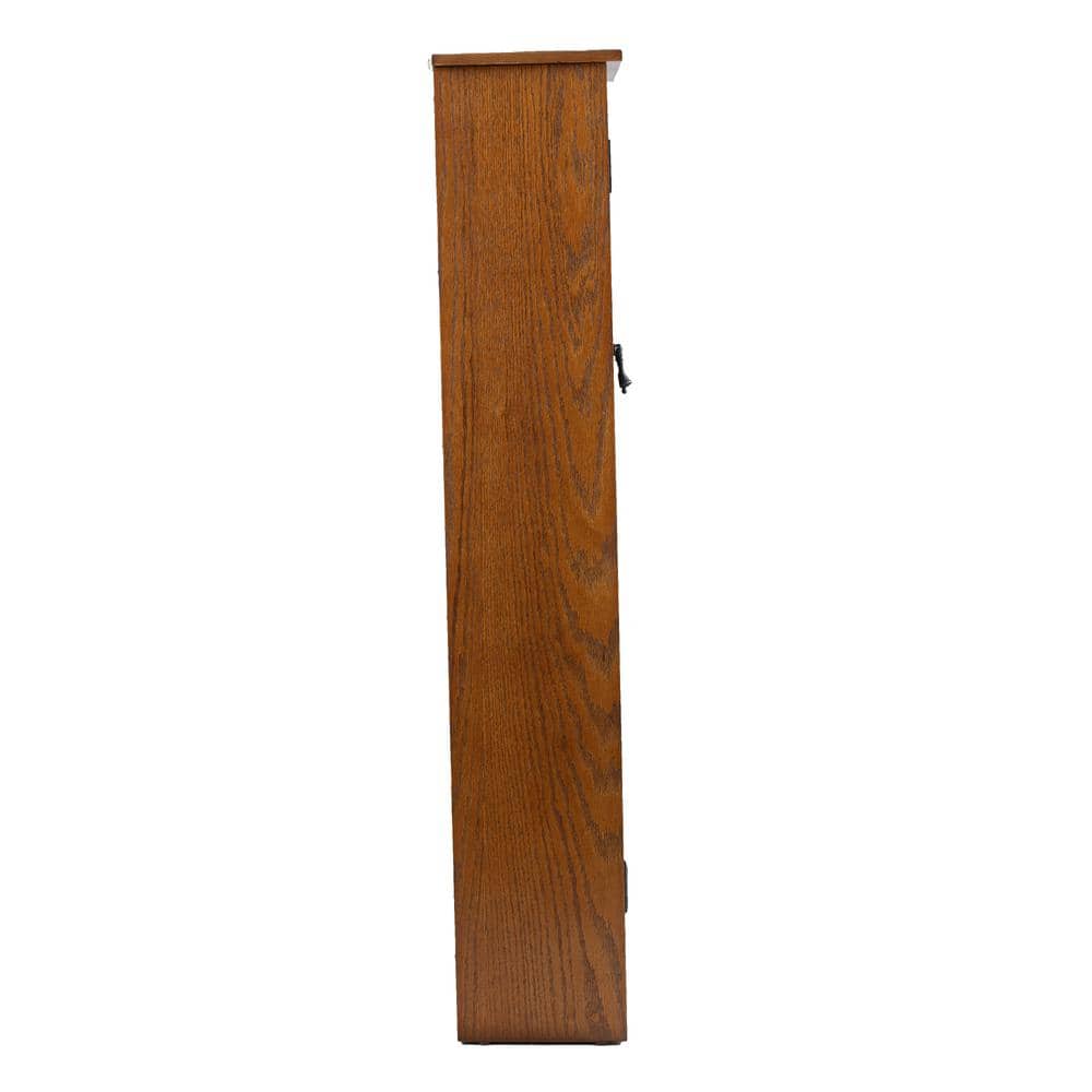 Traditional Oak Media Cabinet with Tempered Glass Doors