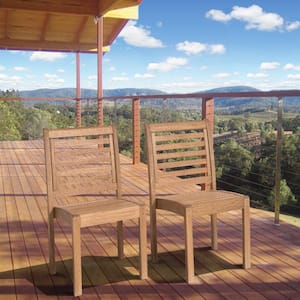 Eucalyptus Stackable Patio Chair Set without Arms