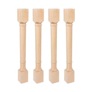 35.25 in. x 3.75 in. Unfinished Solid North American Hard Maple Traditional Full Round Kitchen Island Leg (4-Pack)