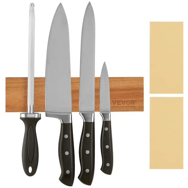 VEVOR Magnetic Knife Holder 10-Knife with Enhanced Strong Magnet Acacia wood Knife Blocks and Storage Knife Bar