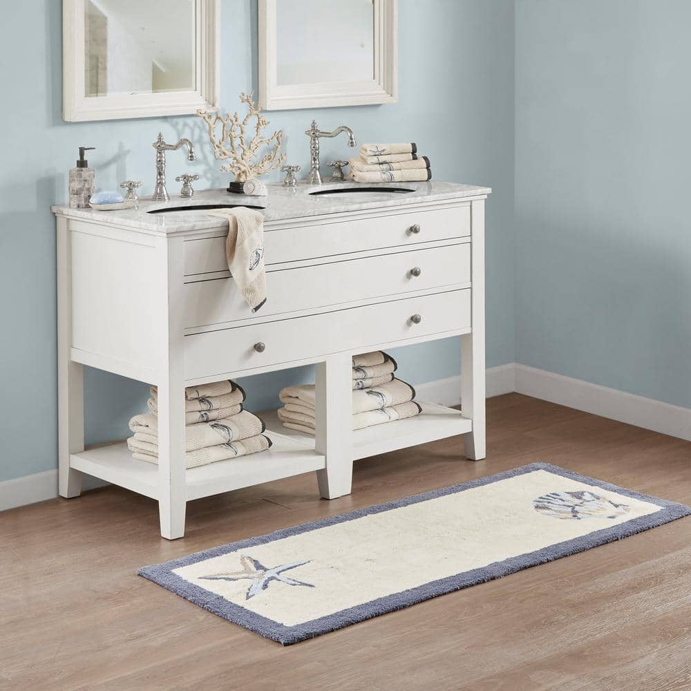 Bayside Blue and Taupe Cotton Tufted Bath Rug Set