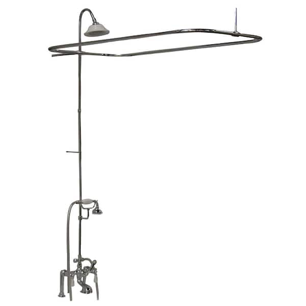 Barclay Products 3-Handle Claw Foot Tub Faucet with Hand Shower and Shower Unit in Chrome