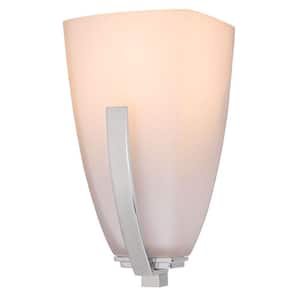Sydney 1-Light Polished Nickel Sconce with Etched White Glass Shade