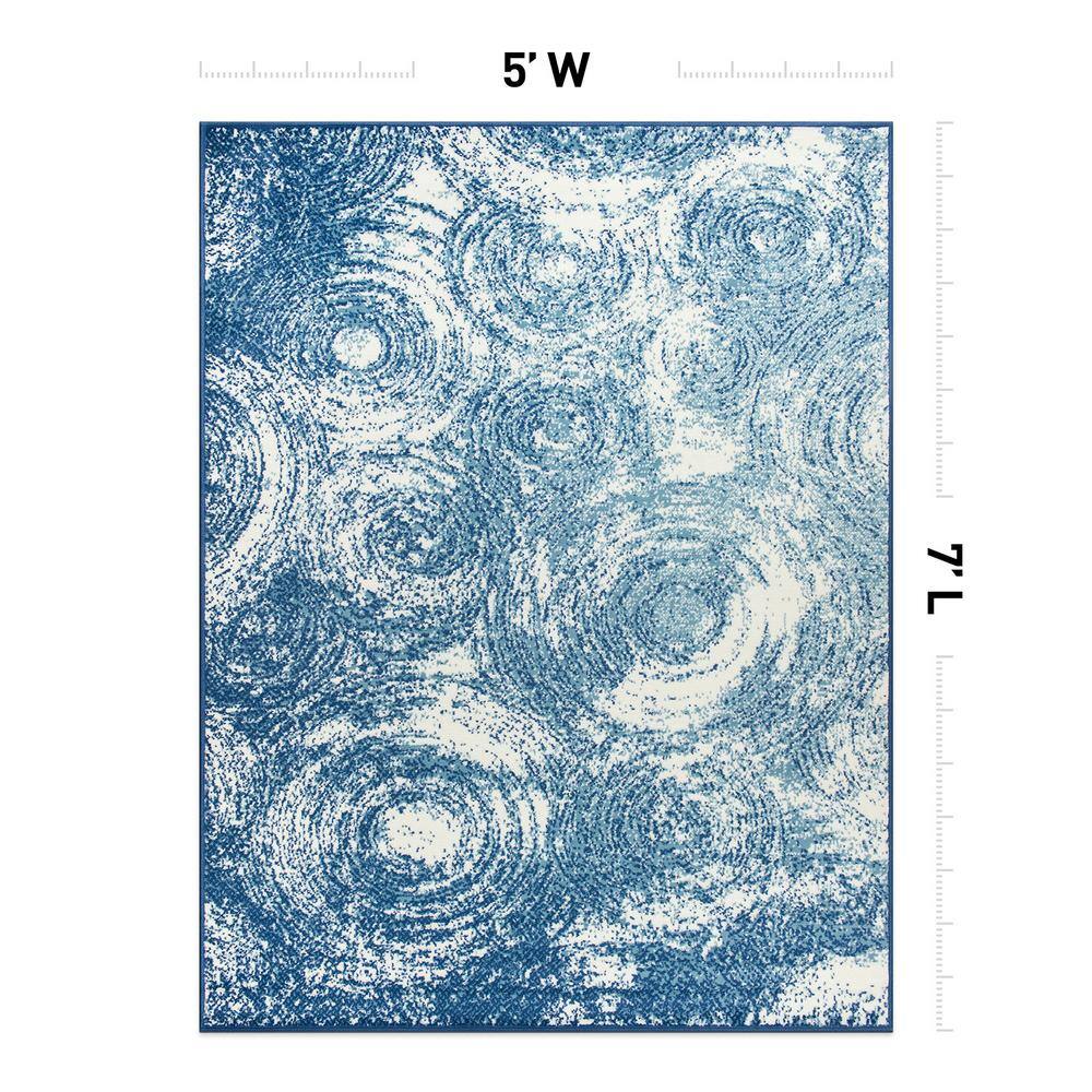 Yellow and Gray 5' x 7' Reversible Synthetic Area Rug