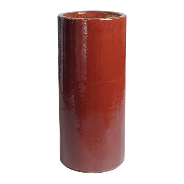 Emissary 36 in. Tall Red Ceramic Round Pot
