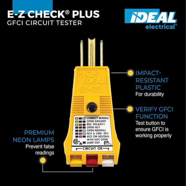 IDEAL E-Z Check Plus GFCI Circuit Tester 61-051 - The Home Depot