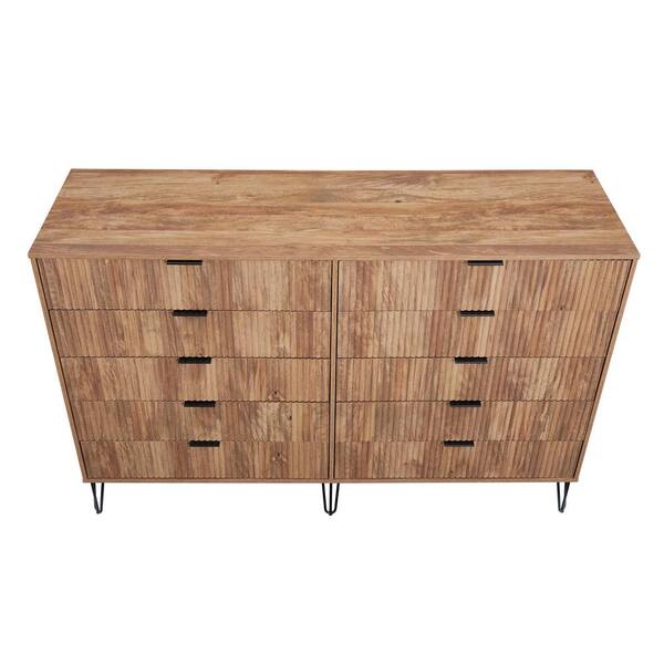Manhattan Comfort DUMBO Modern 10-Drawer Double Tall Dresser in Golden Brown Manhattan Comfort DUMBO Modern 10-Drawer Double Tall Dresser in Golden Brown