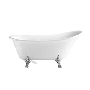 67 in. Acrylic Clawfoot Non-Whirlpool Bathtub in Glossy White