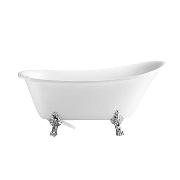 Sarlai 67 in. Acrylic Clawfoot Non-Whirlpool Bathtub in Glossy White