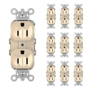 Pass and Seymour 15 Amp 125-Volt Tamper Resistant Commercial Grade Backwire Duplex Outlet, Ivory (10-Pack)