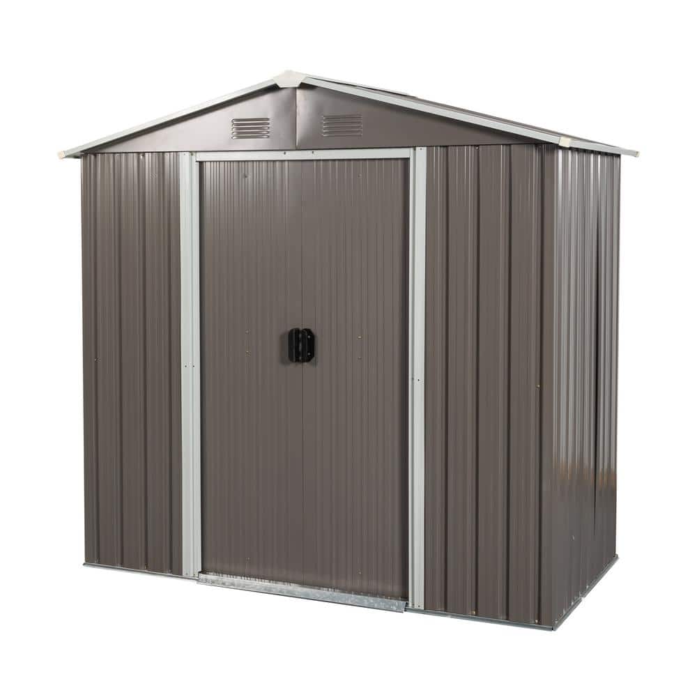 Gray 8 ft. W x 4 ft. D Metal Shed with Sliding Door and Foundation (32 sq. ft.) price history on PriceWatchPro