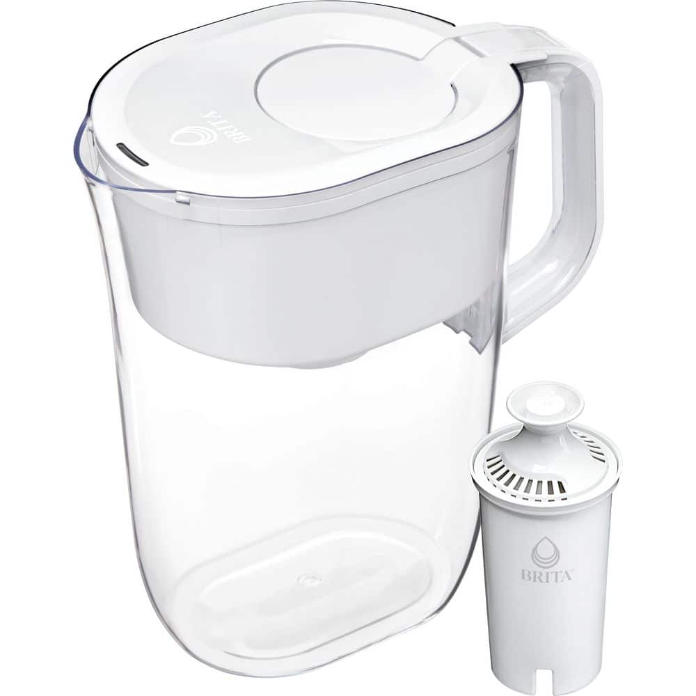 Brita 10-Cup White Plastic Water Filter Pitcher with Charcoal Filter