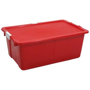 Taurus 11-Gal. Heavy Duty Storage Tote with Snap on Lid in Red
