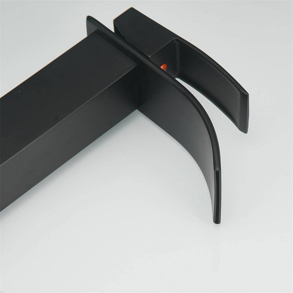 Matte Black Modern Waterfall Vessel Sink Faucet with Pop-Up Drain