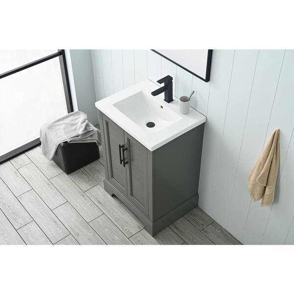 Vanity Art Vannes 24 in. W x 18 in. D x 34.5 in. H Single Sink Bathroom Vanity in Vintage Green with Ceramic Top