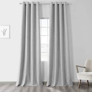 Millennial Grey Thermal Cross Linen Weave Grommet Blackout Curtain - 50 in. W x 108 in. L (1 Panel)