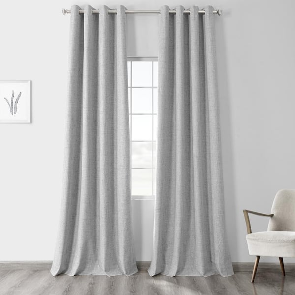 Exclusive Fabrics & Furnishings Millennial Grey Thermal Cross Linen Weave Grommet Blackout Curtain - 50 in. W x 108 in. L (1 Panel)
