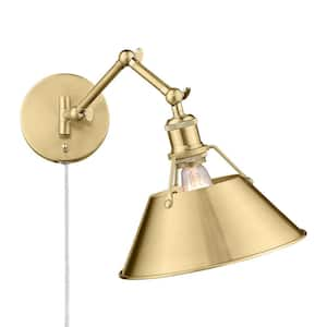 Orwell 10 in. 1-Light Brushed Champagne Bronze Plug-In or Hardwired Swing Arm with 120 in. Cord for Bedroom and Foyer