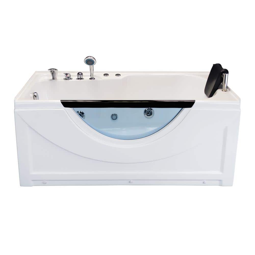 Lexi 59.5" White Acrylic Rectangular Alcove Whirlpool Bathtub with Jets