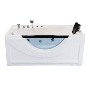 Lexi 59.50 in. Left Hand Drain Rectangular Alcove Whirlpool Bathtub in White