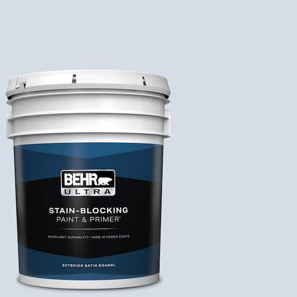 BEHR ULTRA 5 gal. #590E-2 Snow Ballet Satin Enamel Exterior Paint & Primer