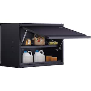 Wall-Mounted Metal Storage Cabinet in Black 2 Shelves Steel Wall Mounted Garage Cabinet 30.3 in. x 12.5 in. x19.7 in.