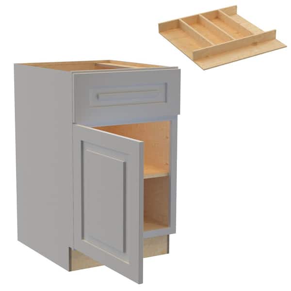 Home Decorators Collection Grayson 21 in. W x 24 in. D x 34.5 in. H Assembled Plywood Base Kitchen Cabinet in Pearl Gray with Utility Soft Close LH