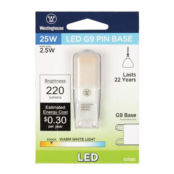 grafisch op vakantie mixer Westinghouse 25W Equivalent Bright White G9 LED Light Bulb 0318500 - The  Home Depot