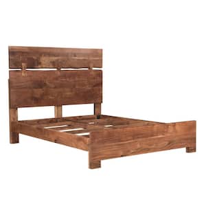 Mariana Brown Wood Frame Queen Panel Bed with Solid Wood Live Edge
