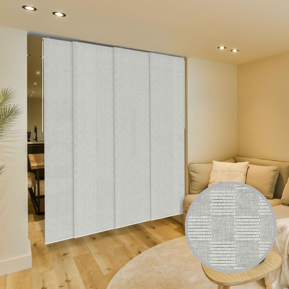 Bishop Adjustable Gray Fabric Sliding Panel Track Blinds