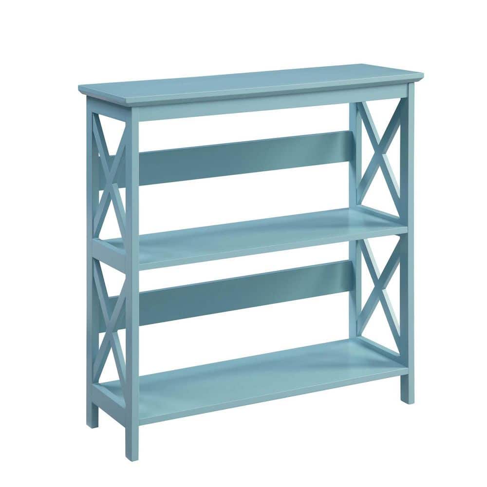 Oxford Sea Foam Blue Wooden 3-Tier Modern Bookcase