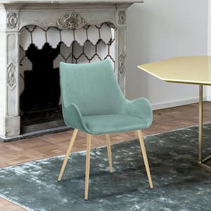 Avery Teal Fabric Dining Room Arm Chair with Gold Legs