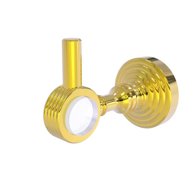 Allied Brass Pacific Grove J-Hook Robe/Towel Hook with Groovy Accents in Polished Brass