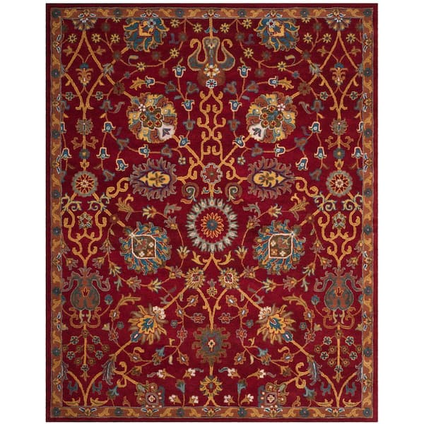 Heritage 10 ft. x 14 ft. Red Border Floral Area Rug