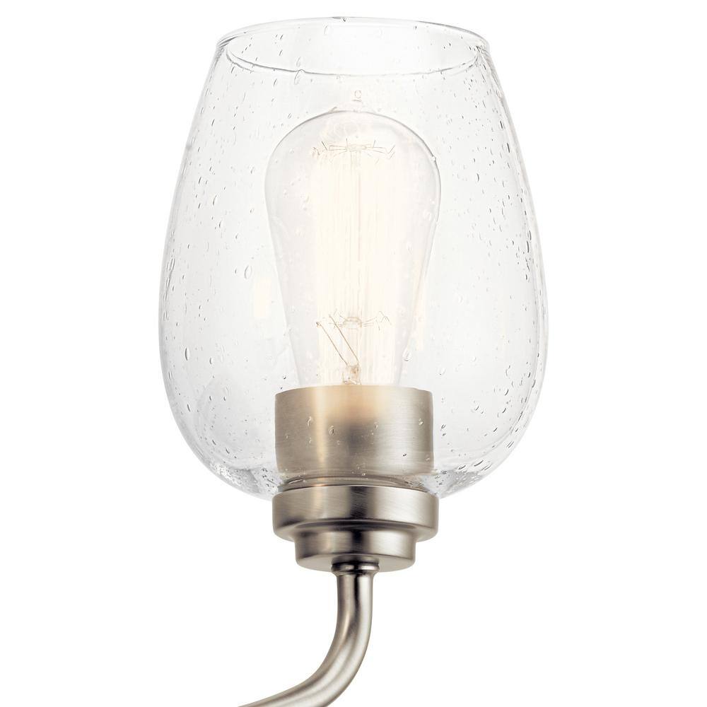 Valserrano Brushed Nickel 1-Light Wall Sconce with Clear Seeded Glass