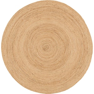 Natural Jute Natural 8 ft. x 8 ft. Solid Contemporary Round Area Rug