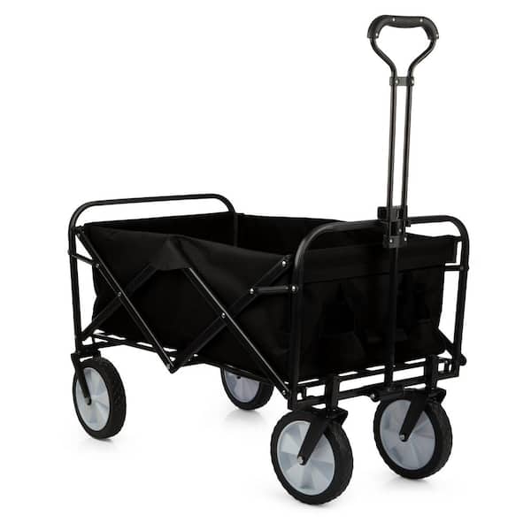 Pure Garden 8.8 cu. ft. Fabric Collapsible Wagon - Portable Beach Wagon, Folding Garden Cart or Shopping Car, Black