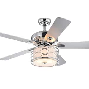 Moira 52 in. Indoor Chrome Finish Remote Controlled Ceiling Fan with Light Kit