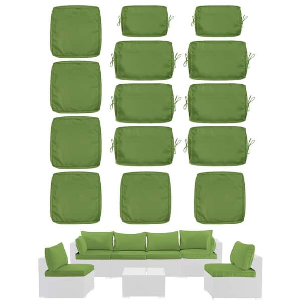 unique choice 14-Pack Cushion Covers for 7-Pieces (6-Seaters) Wicker Rattan Sectional Sofa, Outdoor Cushion Slipcover Only Cover Green