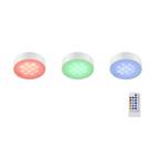 3-Light LED White RGB Color Changing Puck Light Kit