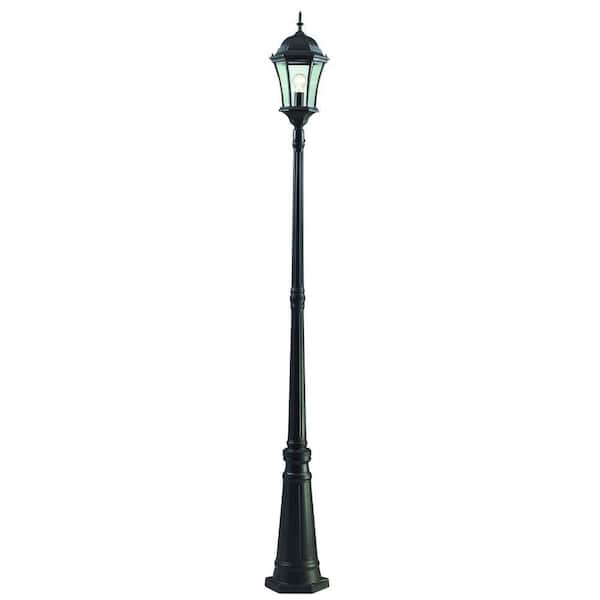 Wakefield 1-Light Black 90 in. Aluminum Hardwired Outdoor Weather Resistant Post Light Set with No Bulb Included